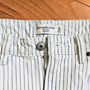 Abercrombie & Fitch Blue Striped Wide Leg Jeans